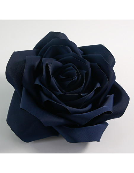 KWIAT Z MATERIAŁU BROSZKA PRZYPINKA LOLITA AKCESORIA RÓŻA 12 cm GRANATOWY
