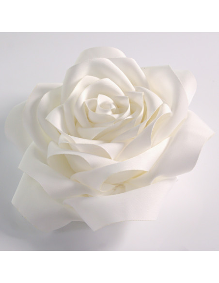 KWIAT Z MATERIAŁU BROSZKA PRZYPINKA LOLITA AKCESORIA RÓŻA 12 cm BIAŁY ECRU