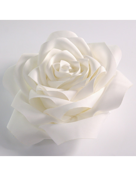 KWIAT Z MATERIAŁU BROSZKA PRZYPINKA LOLITA AKCESORIA RÓŻA 12 cm BIAŁY ECRU