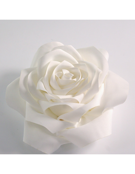 KWIAT Z MATERIAŁU BROSZKA PRZYPINKA LOLITA AKCESORIA RÓŻA 12 cm BIAŁY ECRU