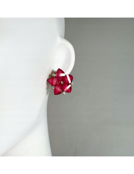 Klipsy do Uszu Lolita Akcesoria Klips do Ucha Kwiatki Kwiatek Różowe