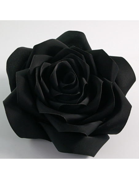 KWIAT Z MATERIAŁU BROSZKA PRZYPINKA LOLITA AKCESORIA RÓŻA 12 cm CZARNY