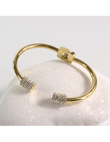 Bransoletka na rękę z cyrkonia złota stal...