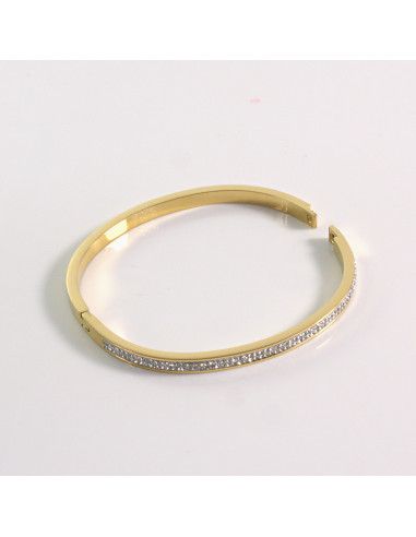 Bransoletka na rękę z cyrkonia złota stal...
