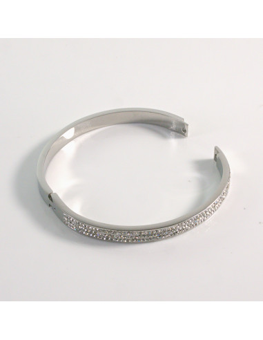 Bransoletka na rękę z cyrkonia srebrny stal...