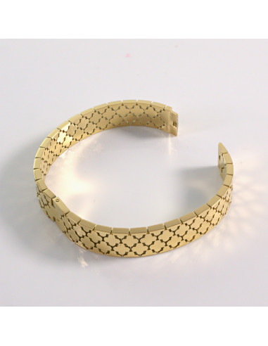 Bransoletka na rękę złota koniczynki stal...