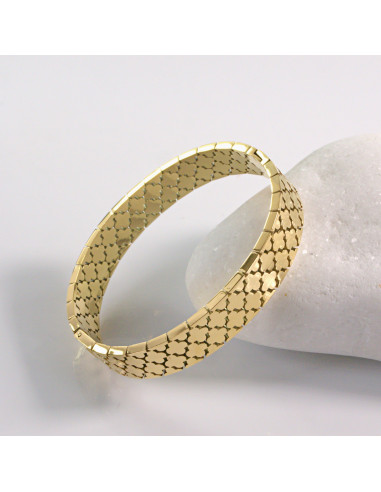 Bransoletka na rękę złota koniczynki stal...