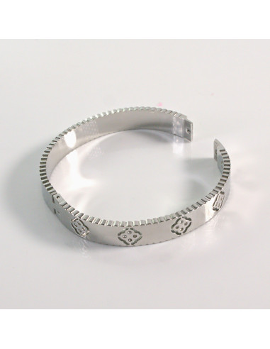 Bransoletka na rękę srebrna koniczynki stal...