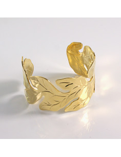 Bransoletka na rękę złota szeroka liść stal chirurgiczna...