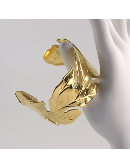 Bransoletka na rękę złota szeroka liść stal chirurgiczna Lolita Akcesoria