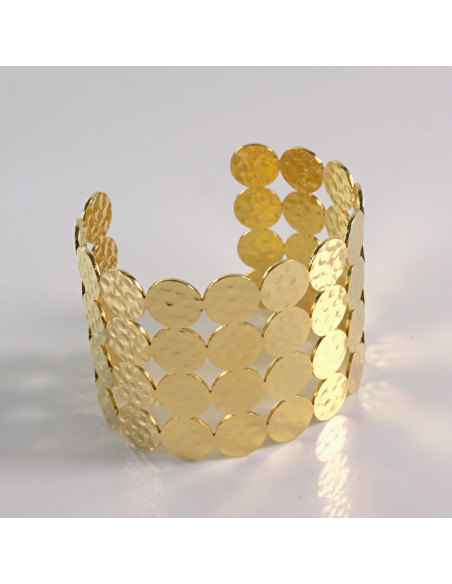 Bransoletka na rękę złota szeroka koła stal chirurgiczna Lolita Akcesoria