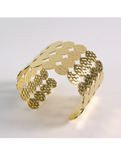 Bransoletka na rękę złota szeroka koła stal chirurgiczna... 2