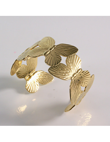 Bransoletka na rękę złota motyle stal...