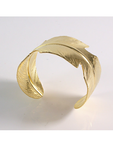 Bransoletka na rękę złota liść stal...