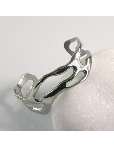 Bransoletka na rękę srebrna płynna forma stal... 2