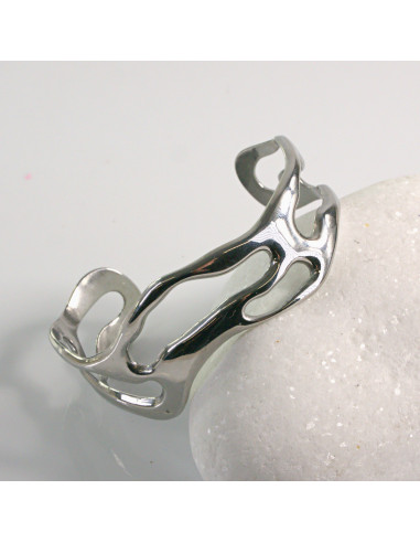 Bransoletka na rękę srebrna płynna forma stal...