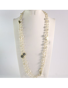 Naszyjnik ze stali chirurgicznej złoty z perłami Lolita...