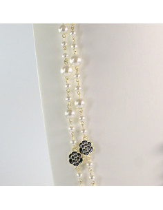 Naszyjnik ze stali chirurgicznej złoty z perłami Lolita... 2