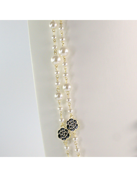 Naszyjnik ze stali chirurgicznej złoty z perłami Lolita Akcesoria