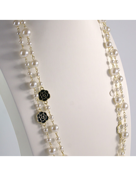 Naszyjnik ze stali chirurgicznej złoty z perłami Lolita Akcesoria