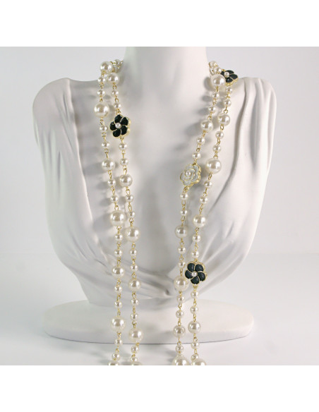 Naszyjnik ze stali chirurgicznej złoty PERŁY KWIATKI Lolita Akcesoria