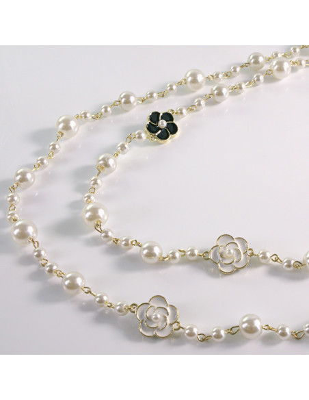 Naszyjnik ze stali chirurgicznej złoty PERŁY KWIATKI Lolita Akcesoria