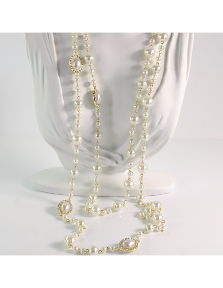 Naszyjnik ze stali chirurgicznej złoty PERŁY Lolita Akcesoria