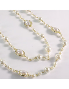 Naszyjnik ze stali chirurgicznej złoty PERŁY Lolita... 2