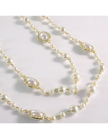 Naszyjnik ze stali chirurgicznej złoty PERŁY Lolita Akcesoria