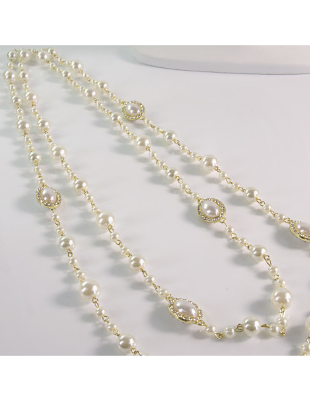 Naszyjnik ze stali chirurgicznej złoty PERŁY Lolita Akcesoria