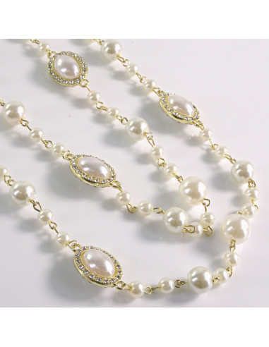 Naszyjnik ze stali chirurgicznej złoty PERŁY...