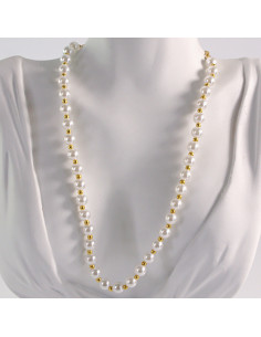 Naszyjnik ze stali chirurgicznej złoty perełki Lolita...