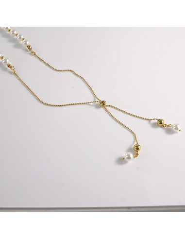 Naszyjnik ze stali chirurgicznej złoty perełki...