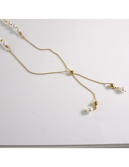 Naszyjnik ze stali chirurgicznej złoty perełki Lolita Akcesoria