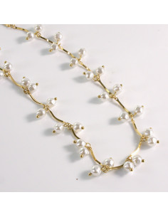 Naszyjnik ze stali chirurgicznej złoty podwójne perełki... 2