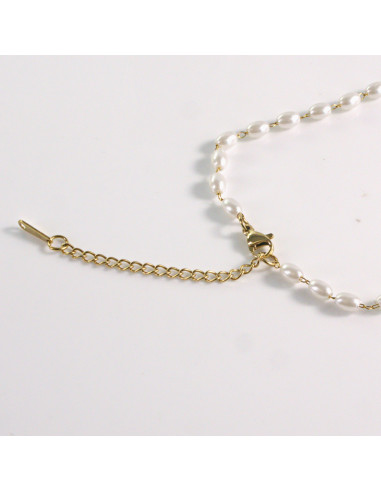 Naszyjnik ze stali chirurgicznej złoty perełki...