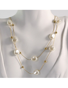 Naszyjnik ze stali chirurgicznej złoty podwójny perły...