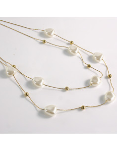 Naszyjnik ze stali chirurgicznej złoty podwójny perły... 2