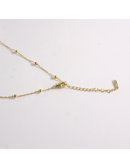 Naszyjnik ze stali chirurgicznej złoty kwiatki perły Lolita Akcesoria