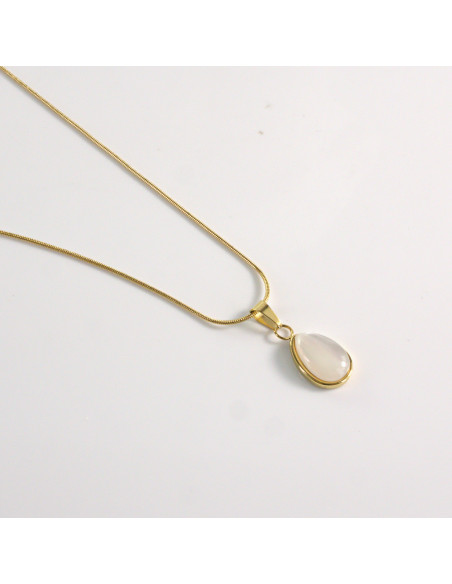 Naszyjnik ze stali chirurgicznej złoty kamień kocie oko Lolita Akcesoria