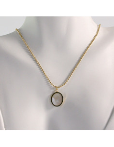 Naszyjnik ze stali chirurgicznej złoty kamień kocie oko...