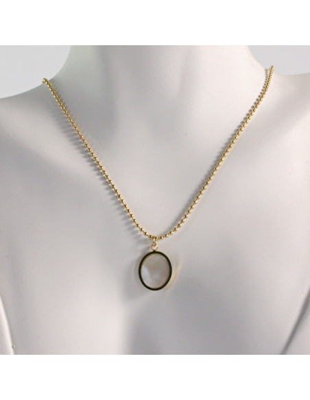 Naszyjnik ze stali chirurgicznej złoty kamień kocie oko Lolita Akcesoria