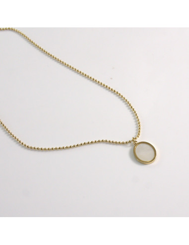 Naszyjnik ze stali chirurgicznej złoty kamień...