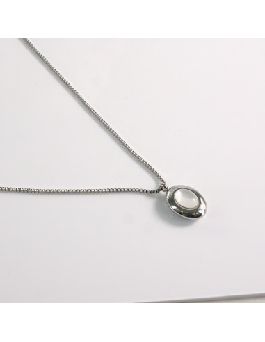 Naszyjnik ze stali chirurgicznej srebrny kamień...