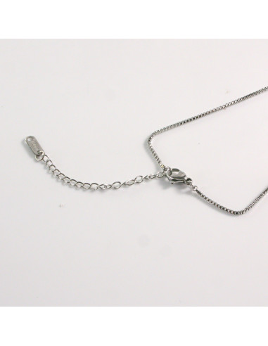 Naszyjnik ze stali chirurgicznej srebrny kamień...