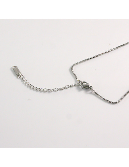 Naszyjnik ze stali chirurgicznej srebrny kamień kocie oko Lolita Akcesoria