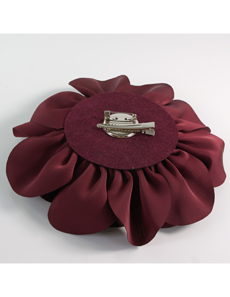 KWIAT Z MATERIAŁU RÓŻA BROSZKA PRZYPINKA LOLITA AKCESORIA 17 cm XL BURGUND