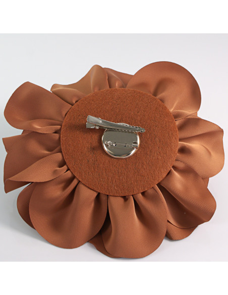 KWIAT Z MATERIAŁU RÓŻA BROSZKA PRZYPINKA LOLITA AKCESORIA 17 cm XL CYNAMON