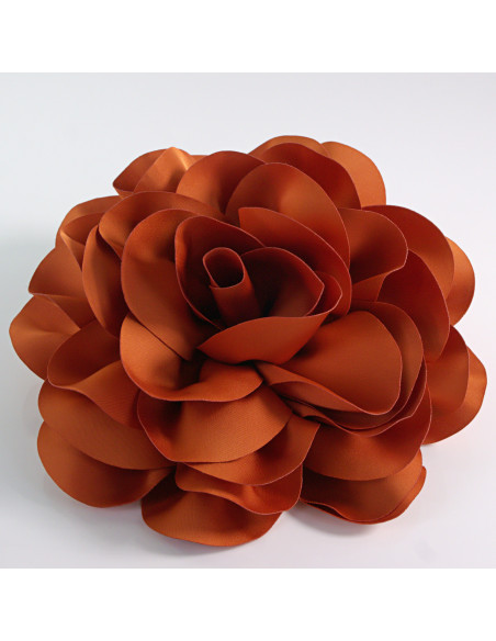 KWIAT Z MATERIAŁU RÓŻA BROSZKA PRZYPINKA LOLITA AKCESORIA 17 cm XL CEGLANY