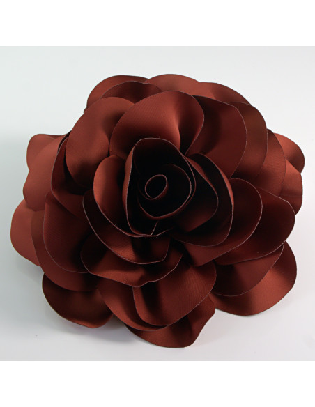 KWIAT Z MATERIAŁU RÓŻA BROSZKA PRZYPINKA LOLITA AKCESORIA 17 cm XL BRĄZOWY
